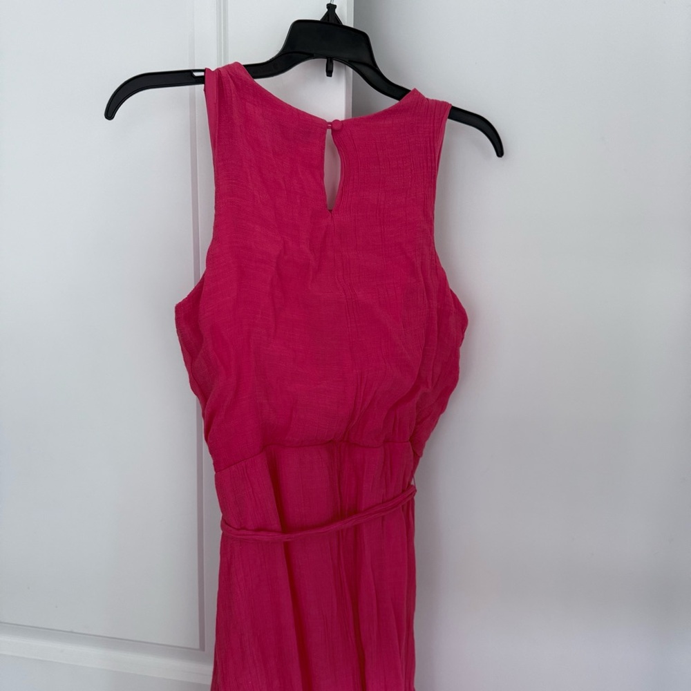 Luxology Beaded Maxi Dress Coral Pink Sleeveless Belted Empire Waist Size S - Picture 8 of 13